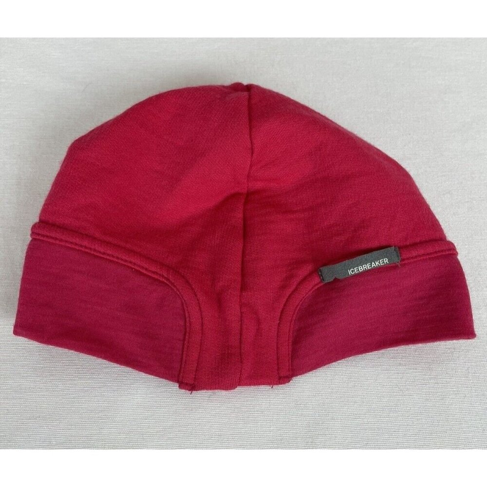 Icebreaker Merino Pocket Hat Unisex Kids Wool Beanie Fleece Lined Size M Pink
